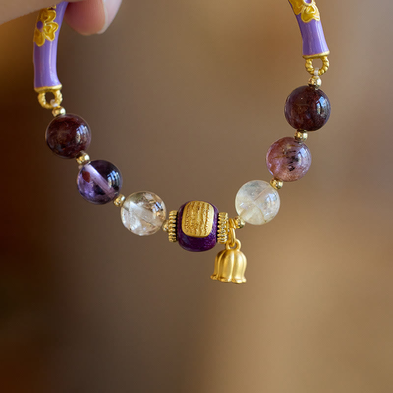 Nimara Ritual Purple Phantom Purple Jade Scripture Citrine Love Wisdom Bracelet Bangle