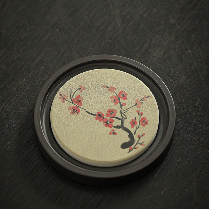 Nimara Ritual Plum Blossom Peach Heart Sutra Loquat Magnolia Persimmon Ceramic Cup Mat Pad Coaster Kung Fu Tea Mat