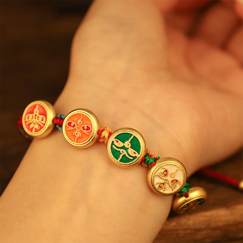 Nimara Ritual Tibetan Five God Of Wealth Colorful Rope Braided Luck Bracelet