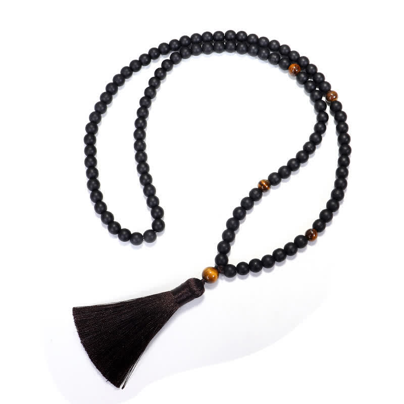 Nimara Ritual 108 Mala Beads Frosted Stone Tiger Eye Balance Bracelet Necklace Pendant