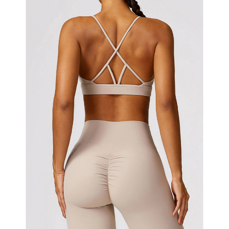 Nimara Ritual Gym Sports Yoga Backless Bra Crop Tank Top Breathable Shorts