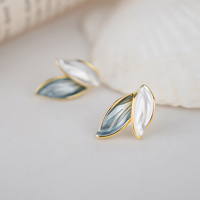 Nimara Ritual Leaf Design Luck Stud Earrings