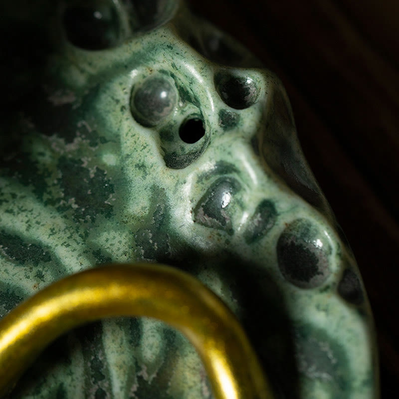 Nimara Ritual Leaf Meditation Frog Pattern Healing Ceramic Incense Burner Decoration