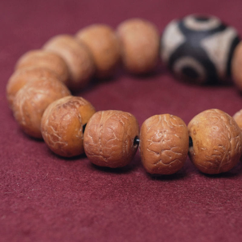 Nimara Ritual Tibet Bodhi Seed Dzi Bead Peace Charm Wrist Mala Bracelet