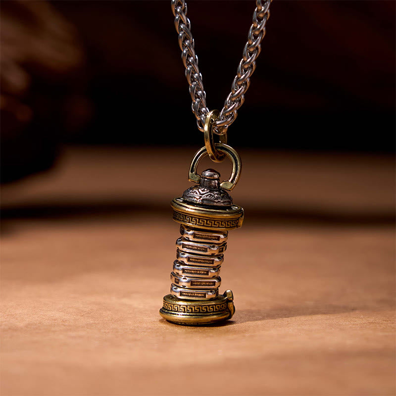Nimara Ritual Yin Yang Tower Copper Balance Rotatable Necklace Pendant