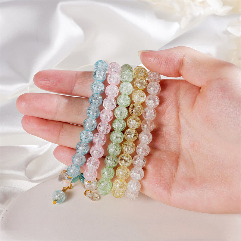 Nimara Ritual Simple Design Flower Charm Glass Bead Bracelet