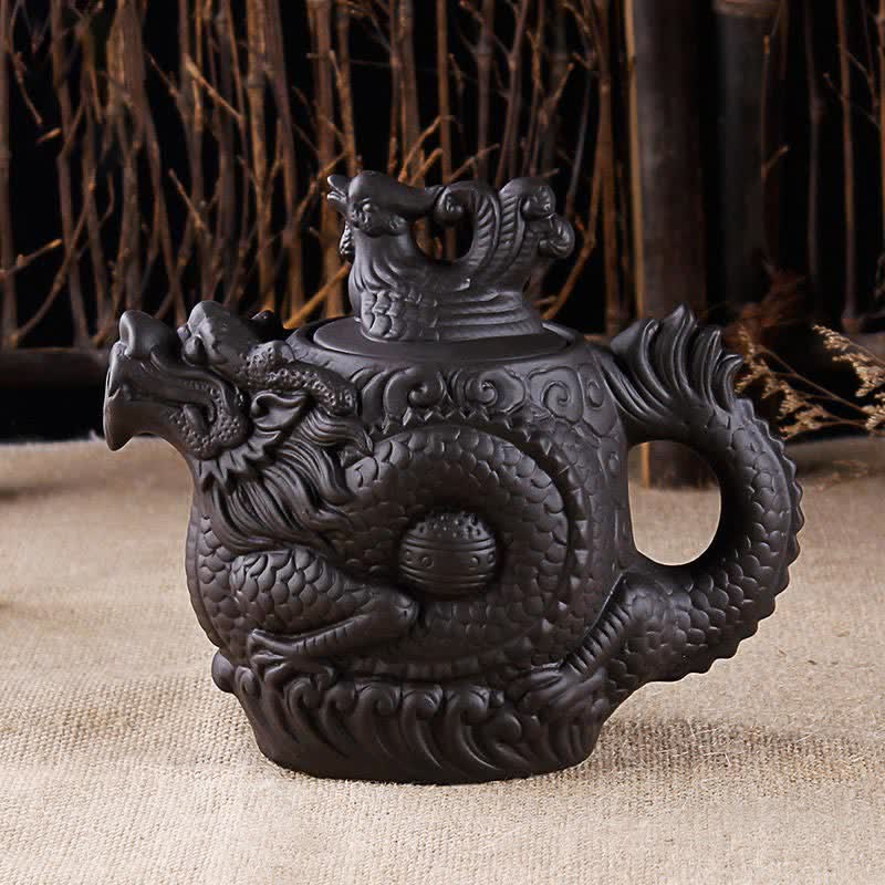 Nimara Ritual Vintage Dragon Phoenix Ceramic Teapot