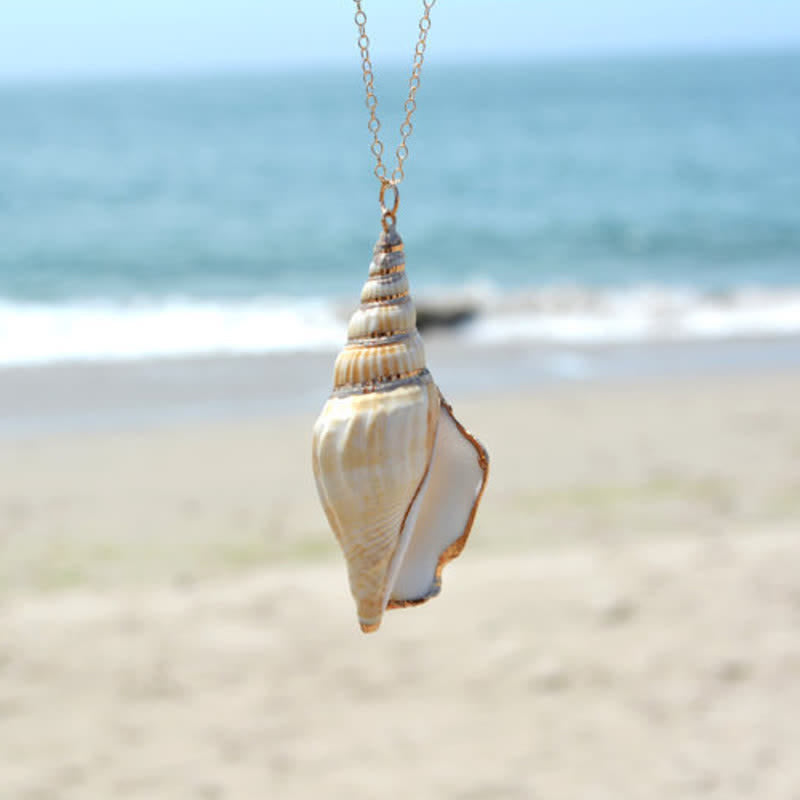 Nimara Ritual Natural Shankha Conch Shell Seashell Lucky Necklace Pendant