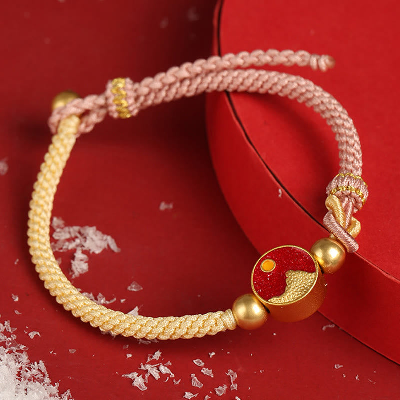 Nimara Ritual Handmade Mountain and Sea Engraved Luck Two-Color String Couple Bracelet
