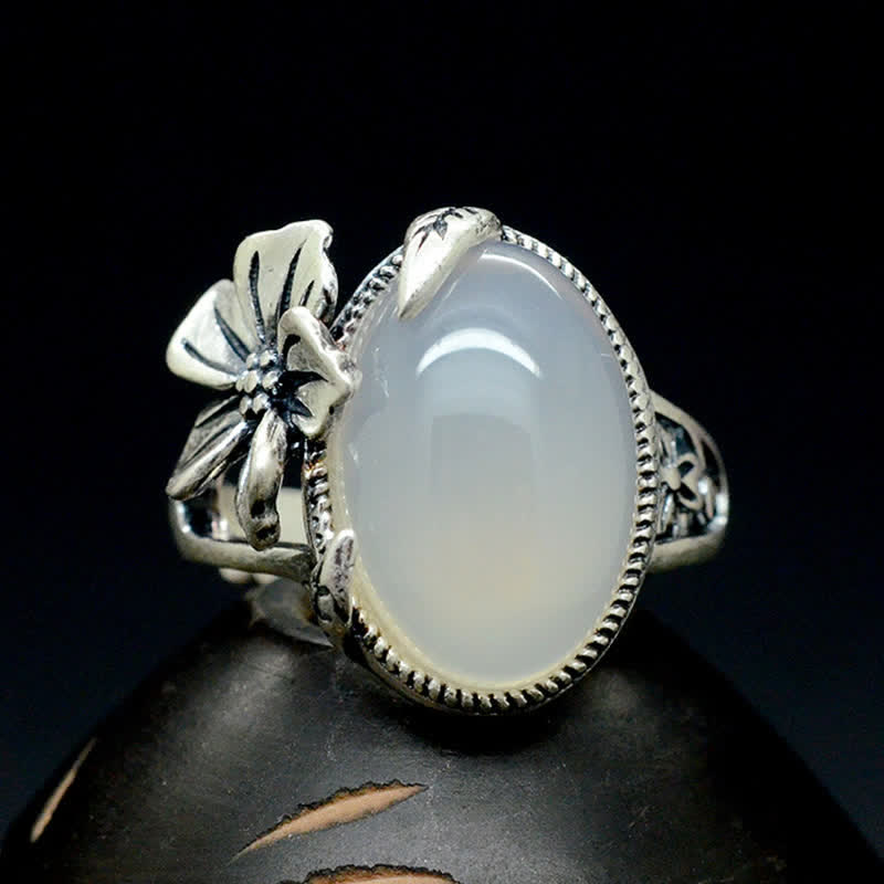 Nimara Ritual 990 Sterling Silver Natural Chalcedony Plum Positive Harmony Ring
