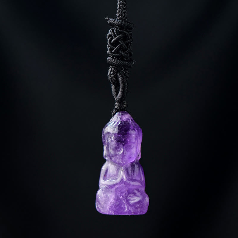Nimara Ritual Various Crystal Amethyst Pink Crystal White Crystal Citrine Buddha Carved Spiritual Healing Necklace Pendant Decoration
