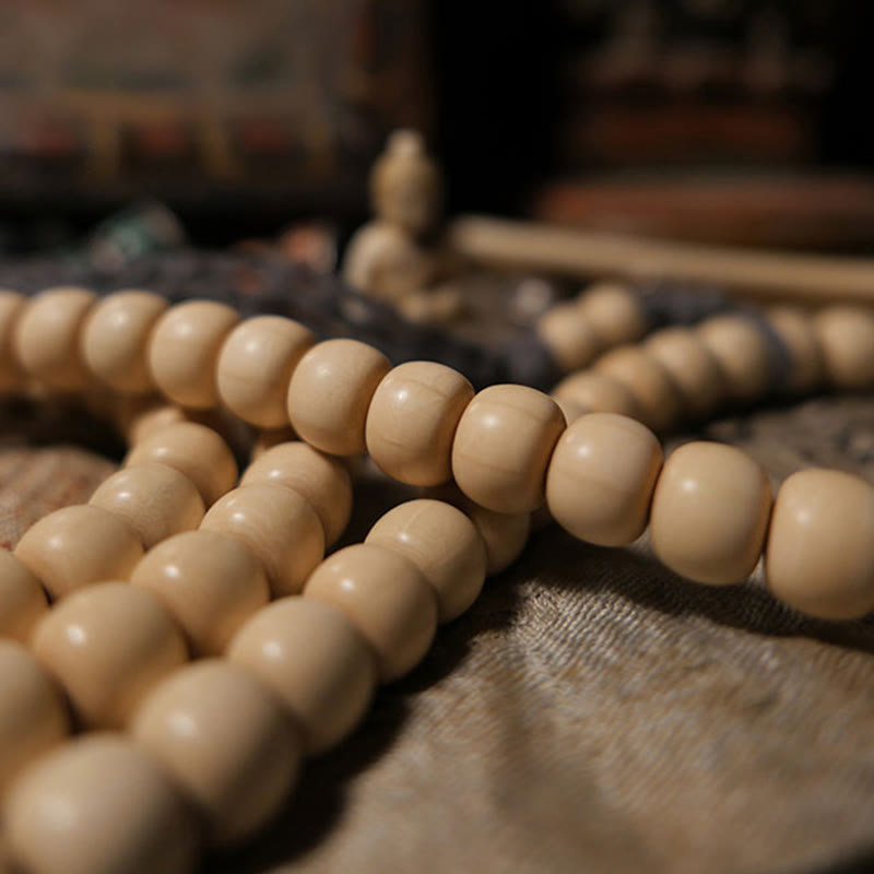 Nimara Ritual 108 Mala Beads Abelia Biflora Wood Warding Off Evil Spirits Wrist Mala