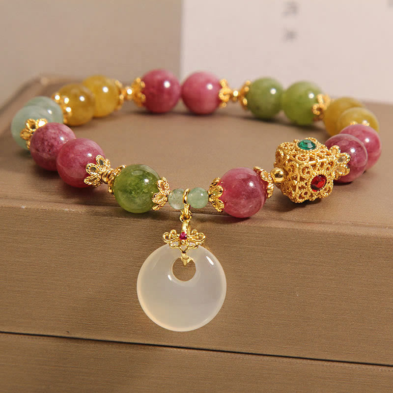 Nimara Ritual Colorful Tourmaline Peace Buckle Charm Wisdom Bracelet