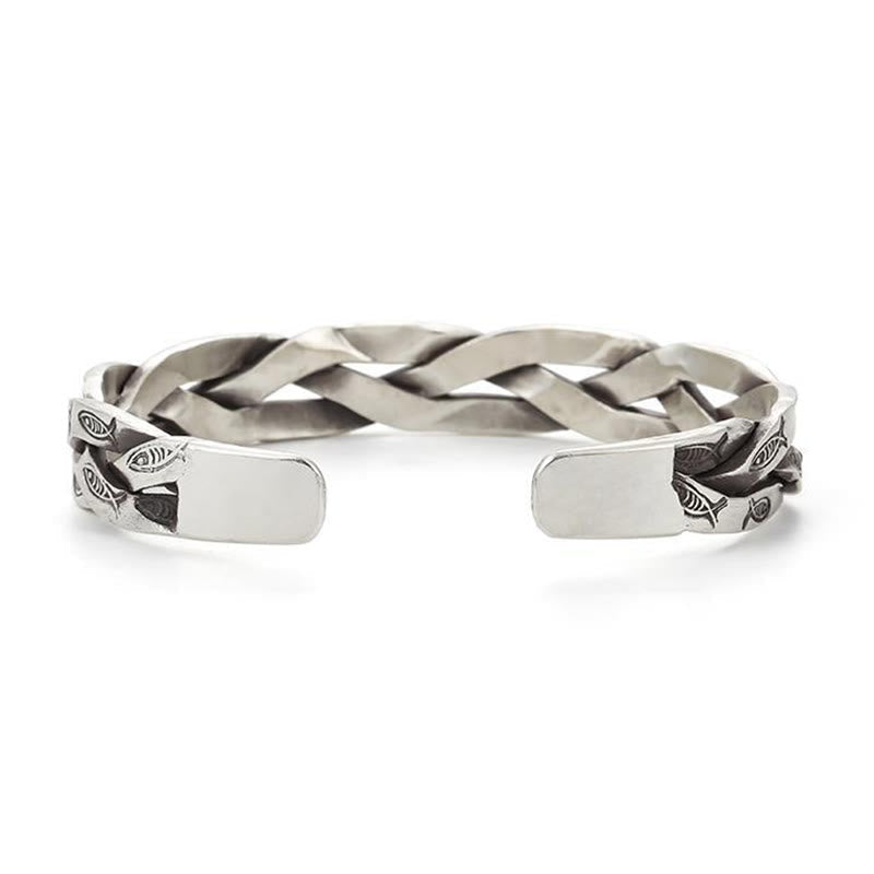 Nimara Ritual Koi Fish Twisted Design Luck Wealth Cuff Bracelet Bangle