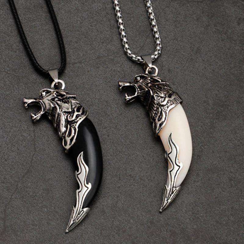 Nimara Ritual Imitation Wolf Tooth Titanium Steel Balance Necklace Pendant