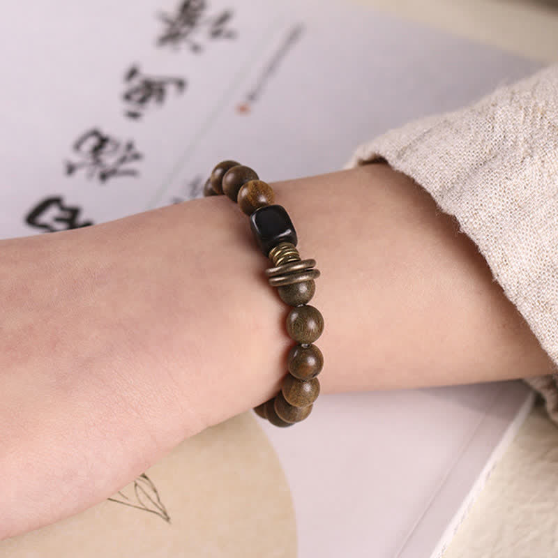 Nimara Ritual Tibetan Green Sandalwood Crystal Soothing Peace Bracelet