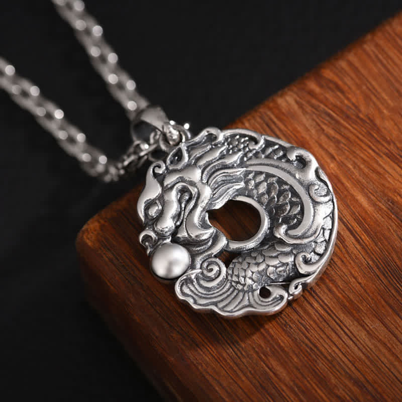 Nimara Ritual Koi Fish Dragon Peace Buckle Wealth Necklace Pendant