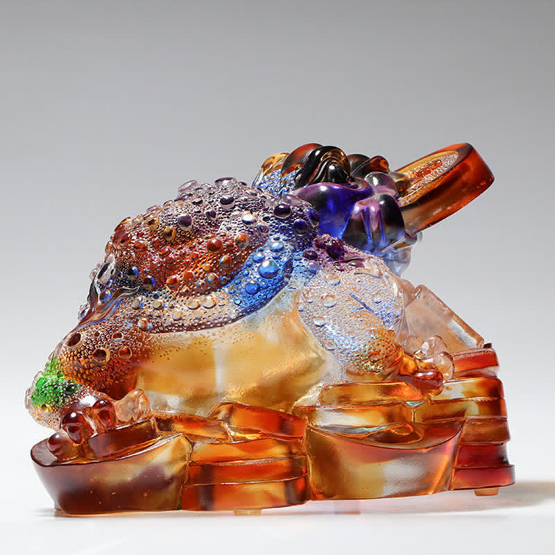 Nimara Ritual Feng Shui Frog Handmade Liuli Crystal Art Piece Wealth Home Office Decoration