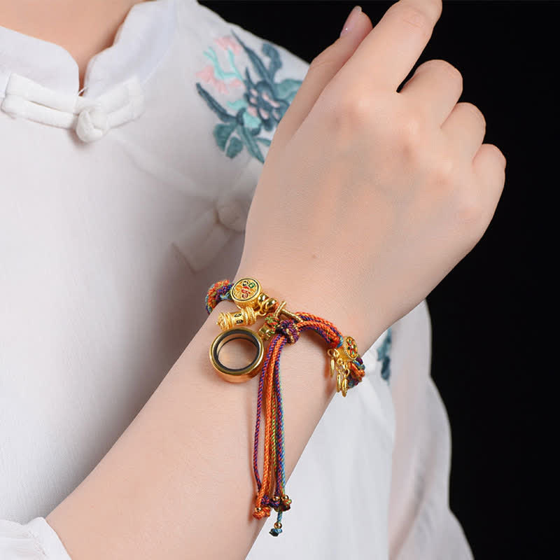 Nimara Ritual Tibetan Om Mani Padme Hum Dreamcatcher Luck Colorful Reincarnation Knot String Bracelet