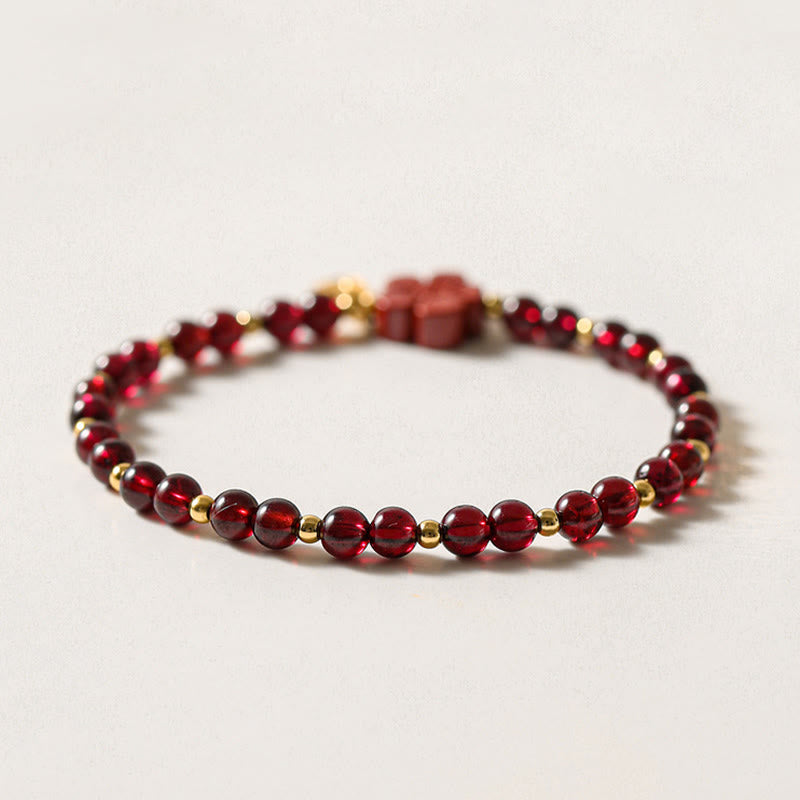 Nimara Ritual 14K Gold Plated Natural Garnet Cinnabar Flower Calm Bracelet