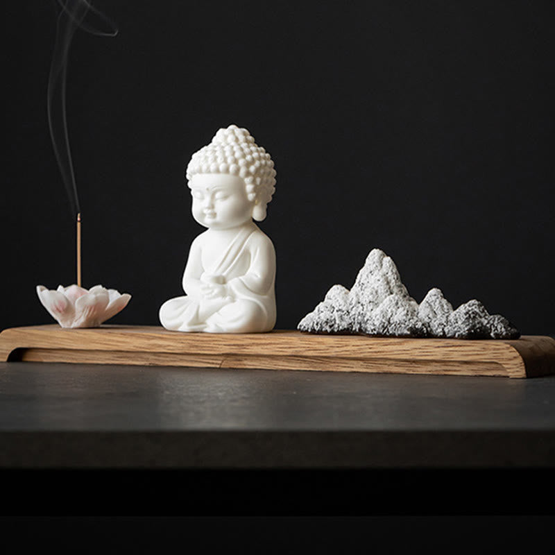 Nimara Ritual Lotus Flower Tathagata Kwan Yin Avalokitesvara Ksitigarbha Meditation Ceramic Stick Incense Burner Decoration
