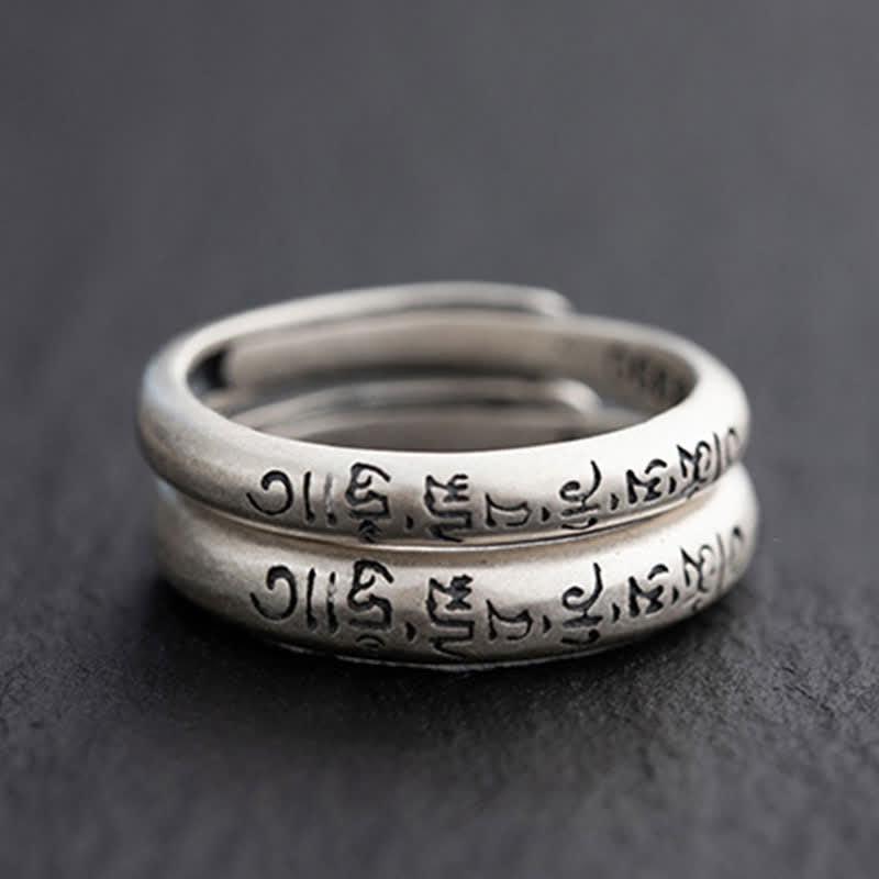 Nimara Ritual 990 Sterling Silver Six True Words Om Mani Padme Hum Love Peace Ring