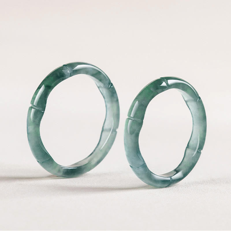 Nimara Ritual Natural Jade Bamboo Prosperity Abundance Ring