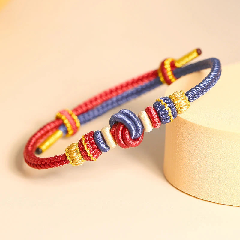 Nimara Ritual Two-Color Rope Handcrafted Eight Thread Peace Knot Luck Connection Bracelet