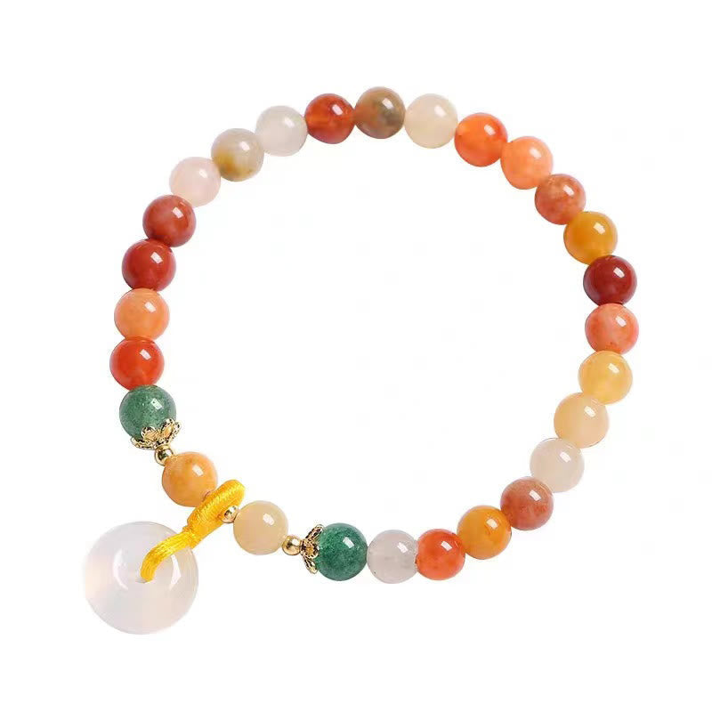 Nimara Ritual 14K Gold Plated Colorful Golden Silk Jade Peace Buckle Wealth Bracelet