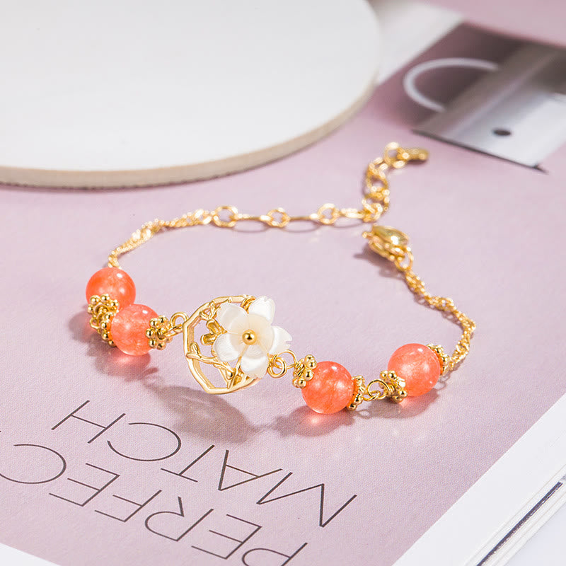 Nimara Ritual Red Agate Tridacna Stone Flower Confidence Bracelet