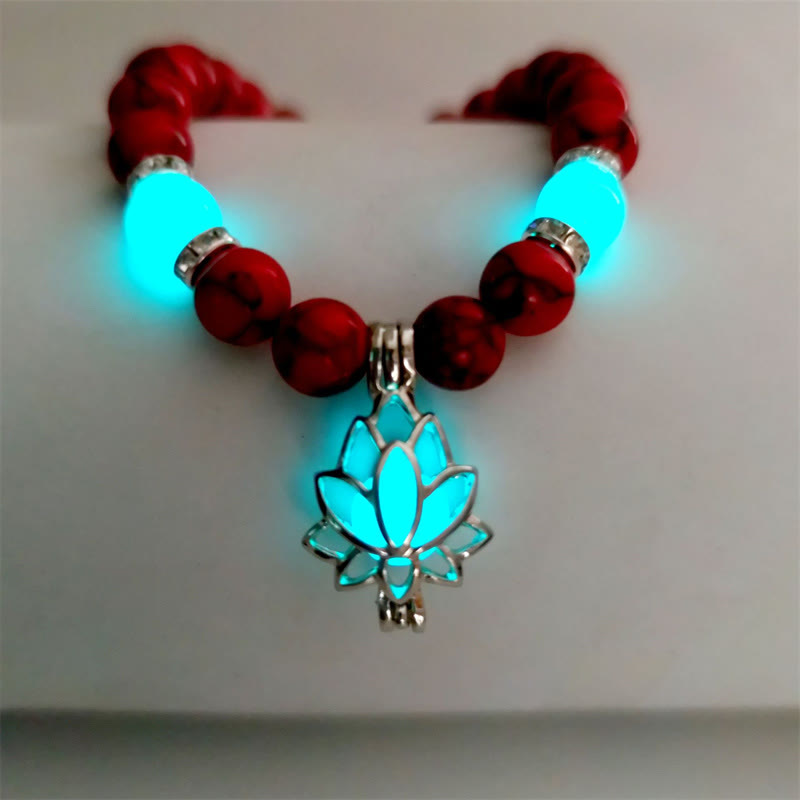 Nimara Ritual Tibetan Turquoise Glowstone Luminous Bead Lotus Protection Bracelet