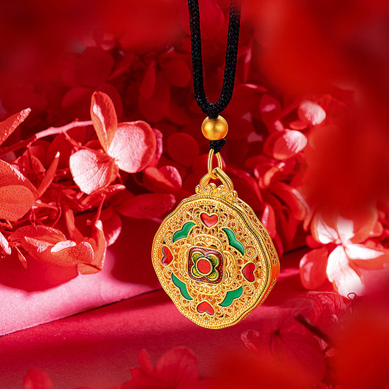 Nimara Ritual Flower Love Heart Copper Wealth Necklace Pendant