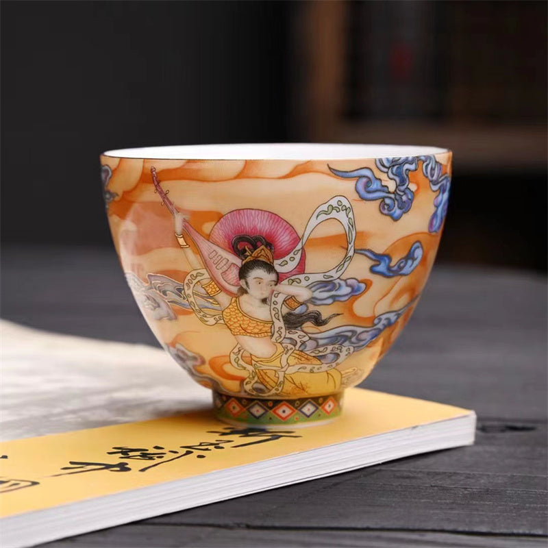 Nimara Ritual Dunhuang Color Flying Apsaras Teacup Kung Fu Tea Cup