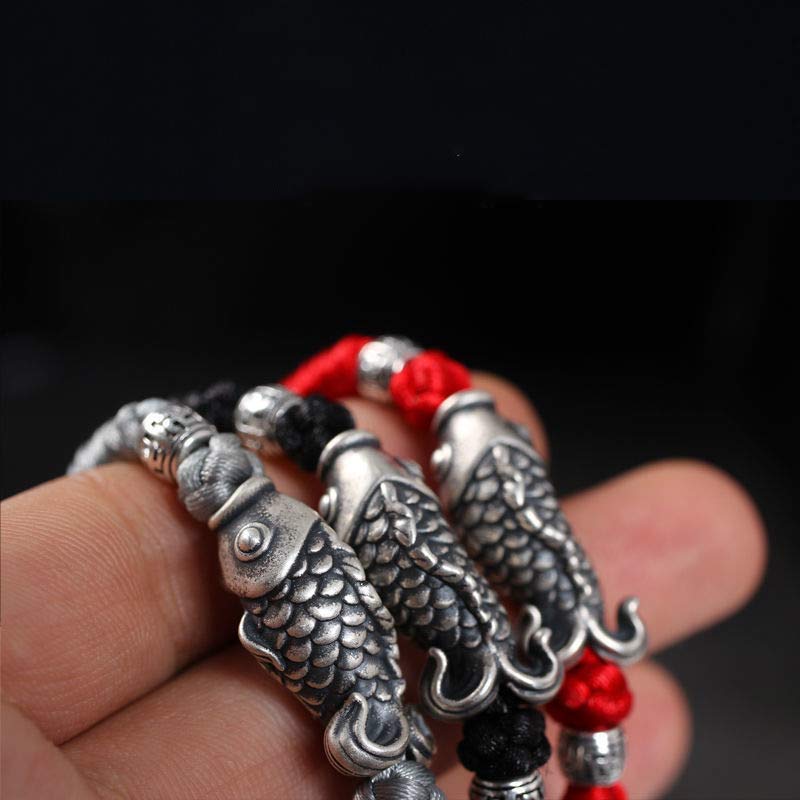 Nimara Ritual Silver Luck Koi Fish Braided String Bracelet