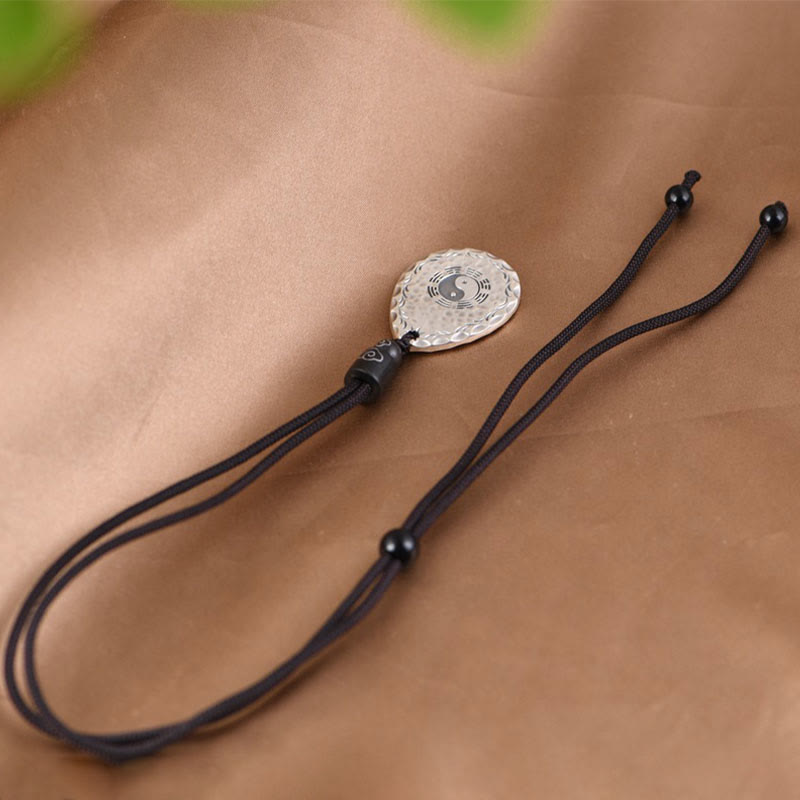 Nimara Ritual Vintage 999 Sterling Silver Yin Yang Bagua Water Drop Design Balance Harmony Necklace Pendant