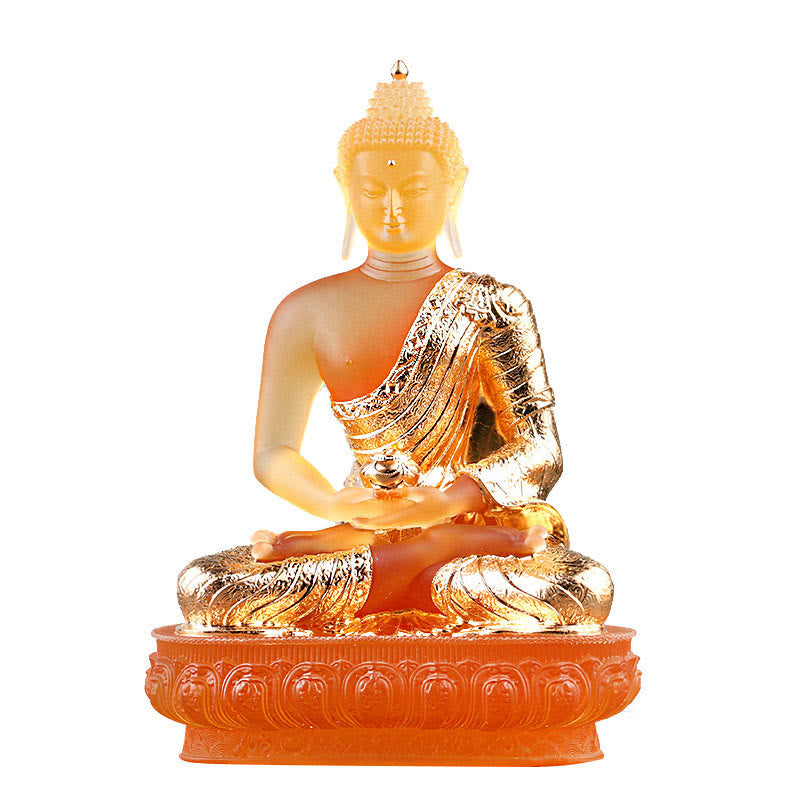 Nimara Ritual Buddha Handmade Figurine Liuli Art Piece Serenity Statue Home Offering Decoration