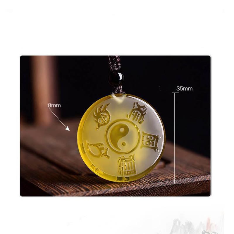 Feng Shui Liuli Yin Yang Protection Balance Pendant Necklace