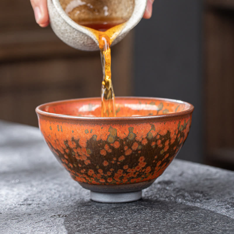 Nimara Ritual Blooming Flowers Pattern Chinese Jianzhan Kiln Change Ceramic Teacup Kung Fu Tea Cup Bowl