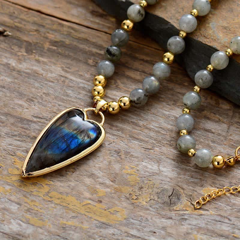 Nimara Ritual Labradorite Support Healing Beaded Necklace Pendant