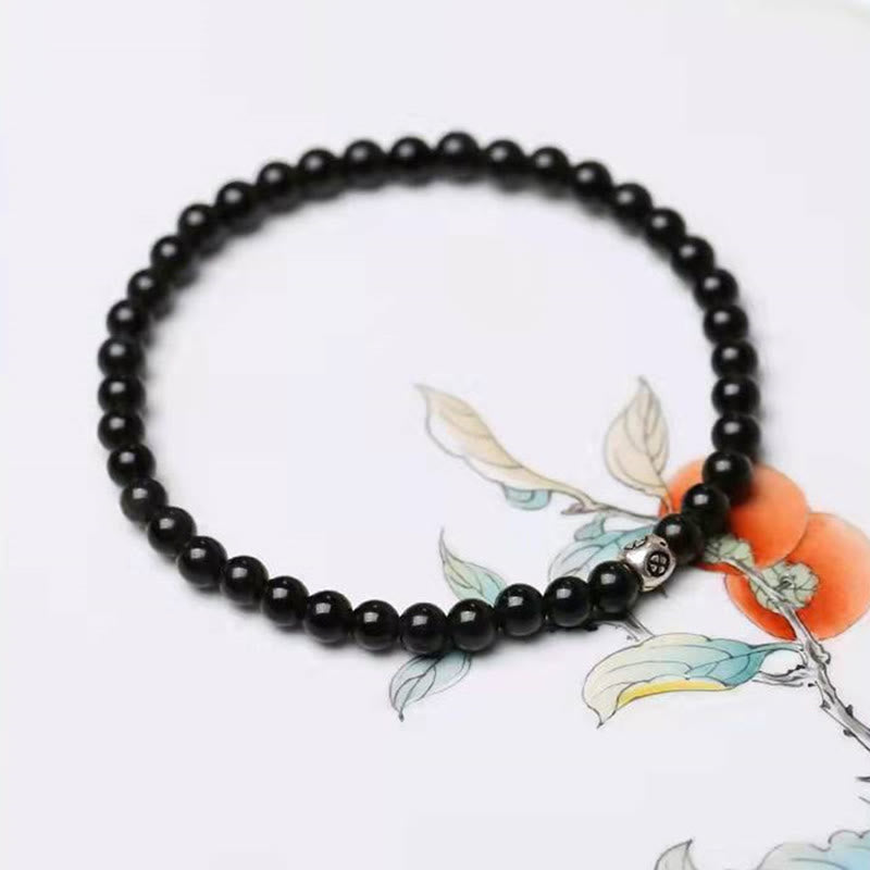 Nimara Ritual Natural Black Obsidian Smoky Quartz Purification Strength Bracelet