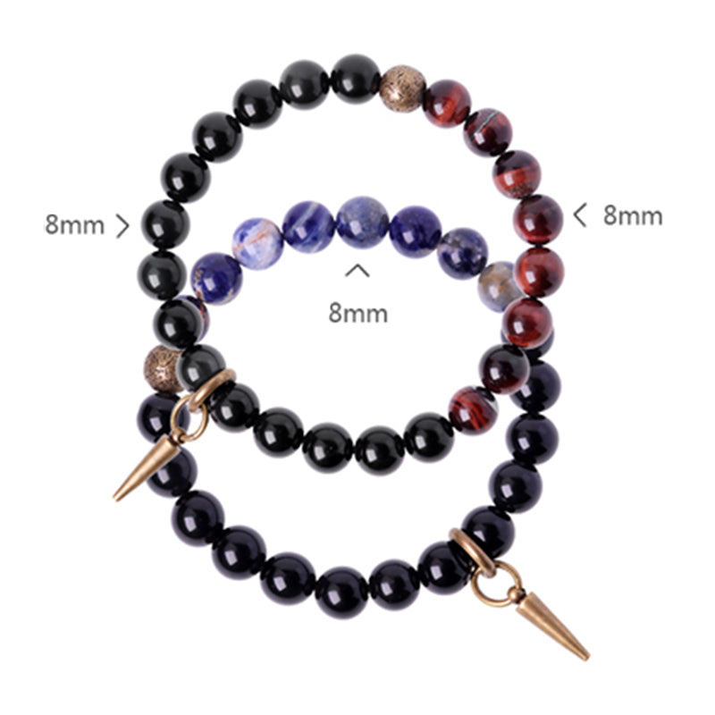Nimara Ritual Black Obsidian Sodalite Crystal Copper Strength Couple Bracelet