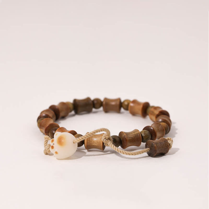 Nimara Ritual Green Sandalwood Bodhi Seed Cat Claw Bamboo Peace Bracelet