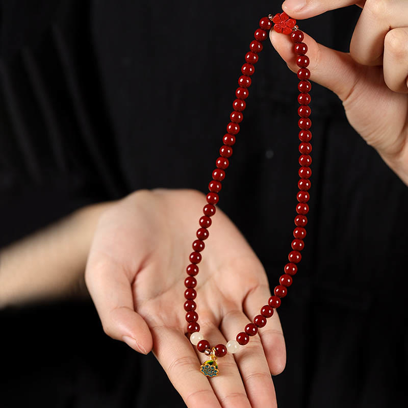 Nimara Ritual Cinnabar Lotus Charm Double Wrap Blessing Bracelet