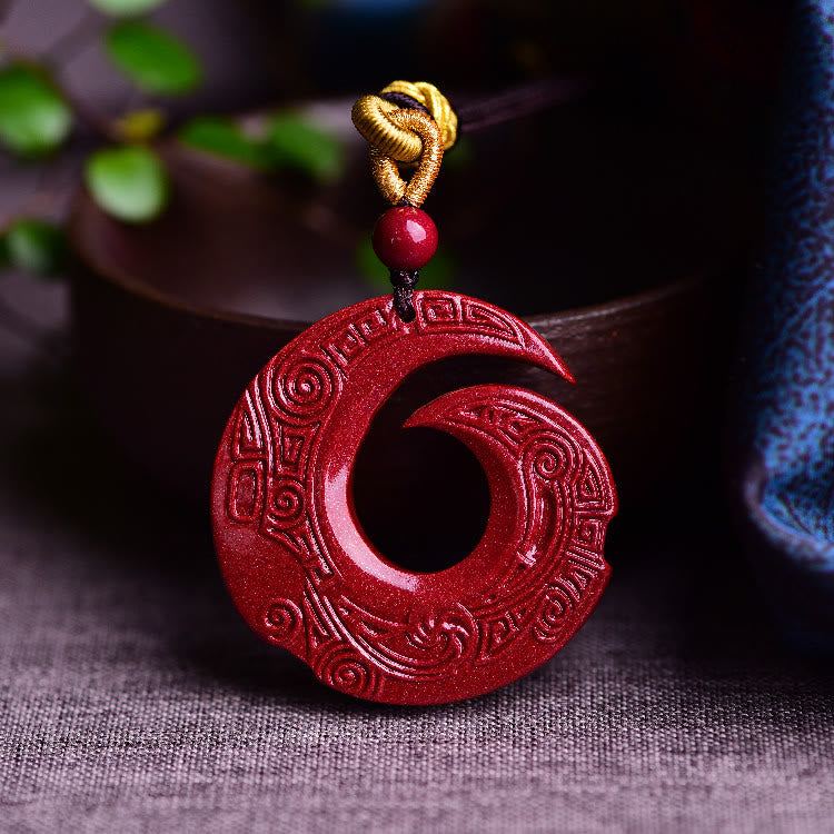 Nimara Ritual One's Luck Improves Design Patern Natural Cinnabar Blessing Necklace Pendant