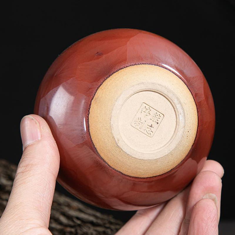 Nimara Ritual Handmade Chinese Jianzhan Lotus Design Ceramic Teacup Kung Fu Tea Cup