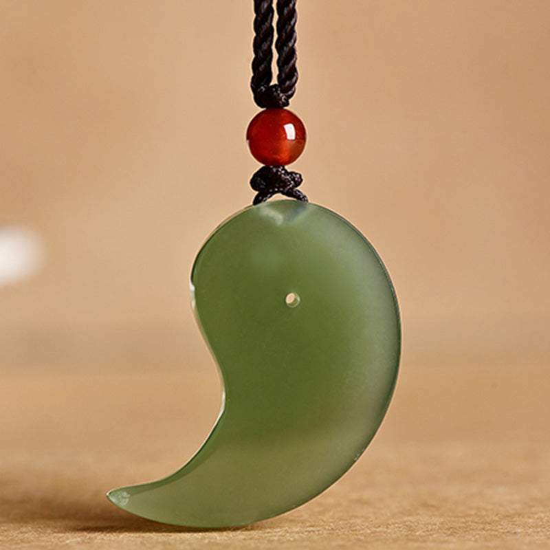 Nimara Ritual Yin Yang White Jade Cyan Jade Protection Blessing Necklace String Pendant