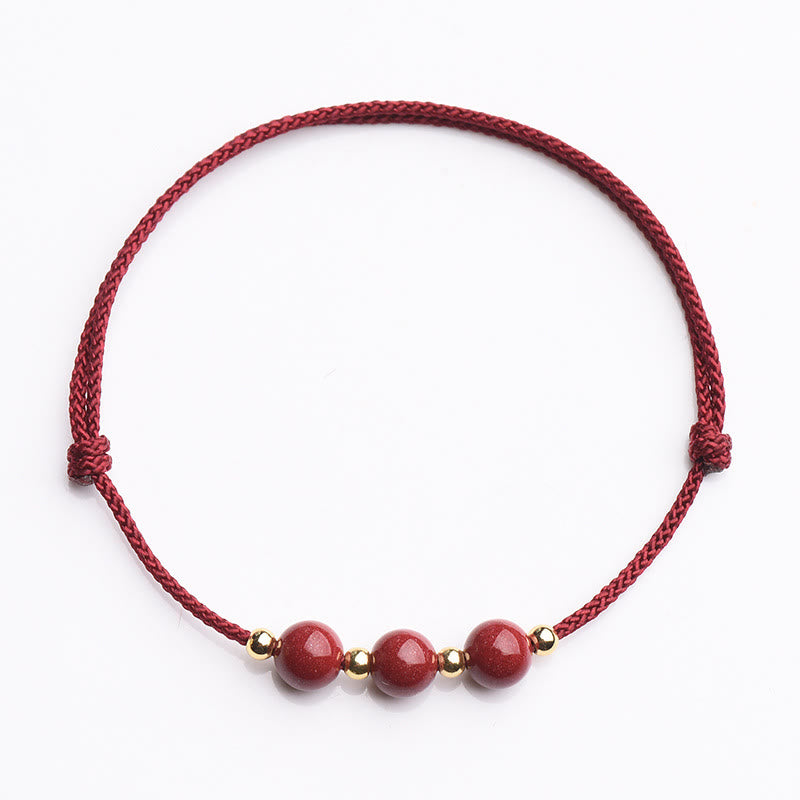 Nimara Ritual Natural Lucky Cinnabar Bead Blessing String Bracelet Anklet
