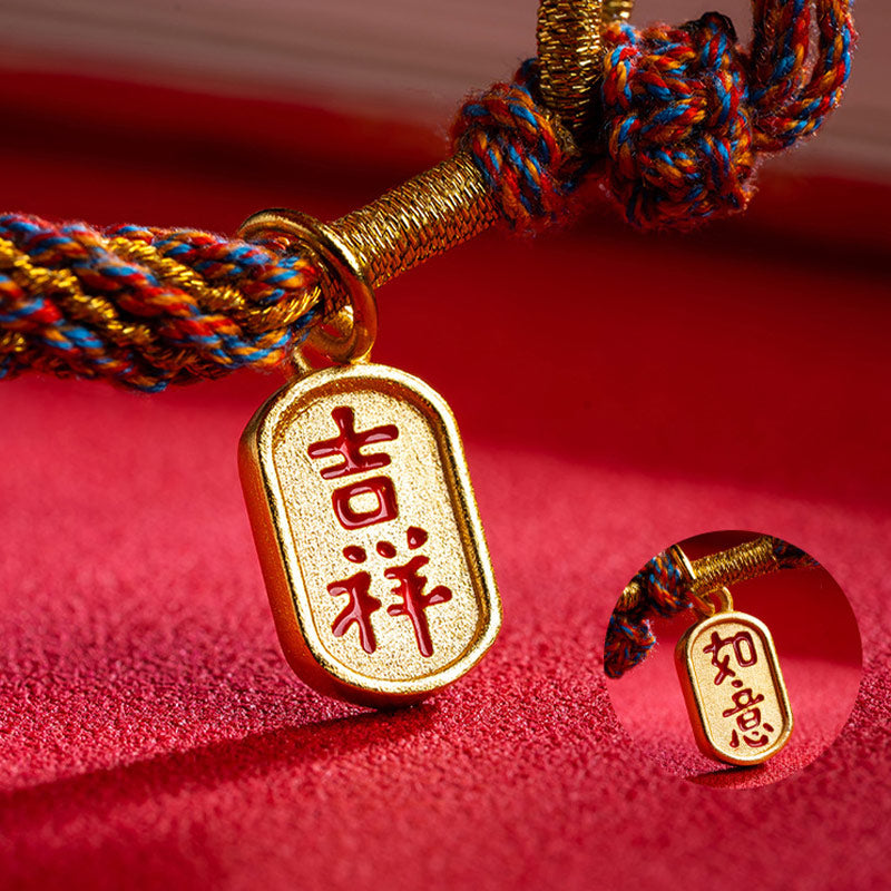 Nimara Ritual Handmade Multicolored Tibetan Om Mani Padme Hum Ruyi Auspicious Charm Braided Bracelet