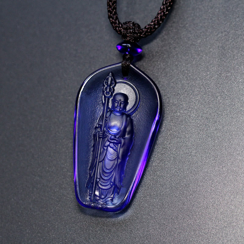 Nimara Ritual Ksitigarbha Buddha Liuli Crystal Serenity Amulet Necklace Pendant