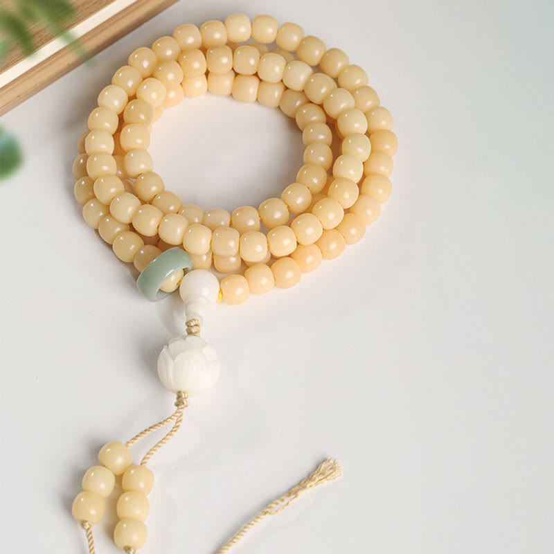 Nimara Ritual Natural Bodhi Seed Lotus Dzi Bead Peace Harmony Charm Bracelet